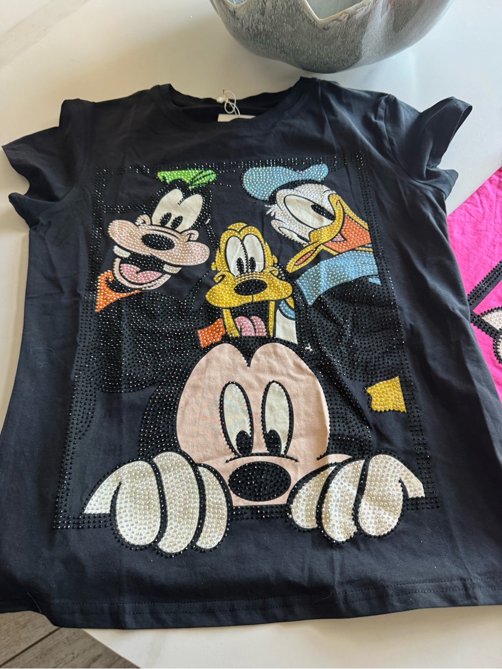 Mickey Mouse & Friends Graphic Tee with Rhinestones.  One left. Small